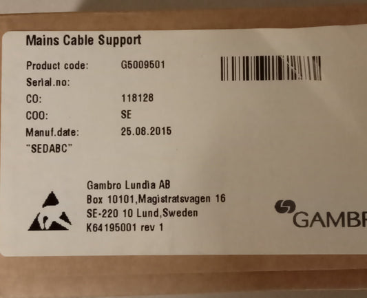 MAINS CABLE SUPPORT by Baxter Healthcare Corp. G5009501 , Prismaflex